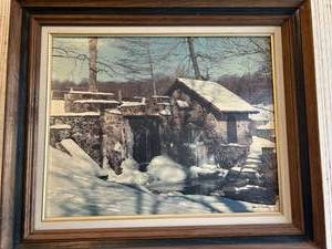 lot 7545 image: Framed Vintage Photograph of a winter scene