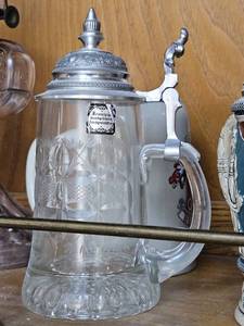 lot 7598 image: Vintage German Crystal Beer Stein