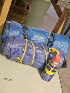 lot 7724 image: WD-40 Multi-Use Product Spray Can & Tarps
