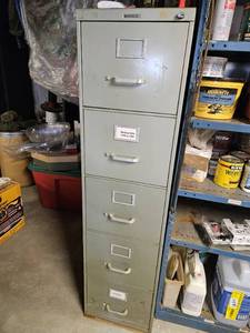 lot 7761 image: Vintage Metal Tall File Cabinet