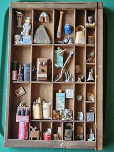 lot 7793 image: Shadowbox with Miniature Collectibles