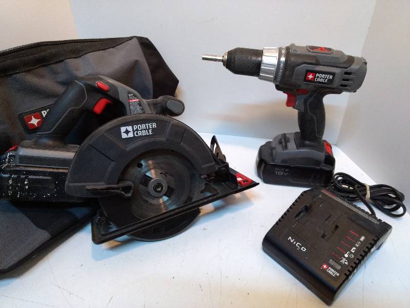 lot 610 image: Porter Cable 18V drill and saw set