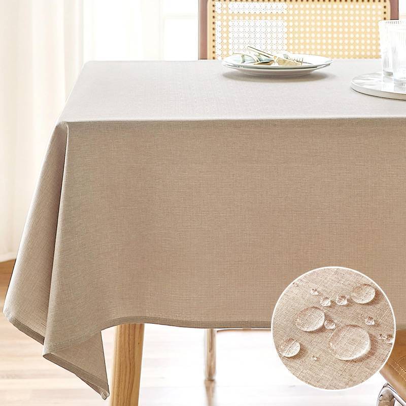 lot 1086 image: AUSSPVOCT Textured Linen Tablecloth Rectangle 52x70 Waterproof Spill-Proof Wipeable Table Cloth Wrinkle Free Linen Dining Table Cover for Birthday Party Farmhouse Tablecloths Up to 36��X54 Tables Retail $12.99