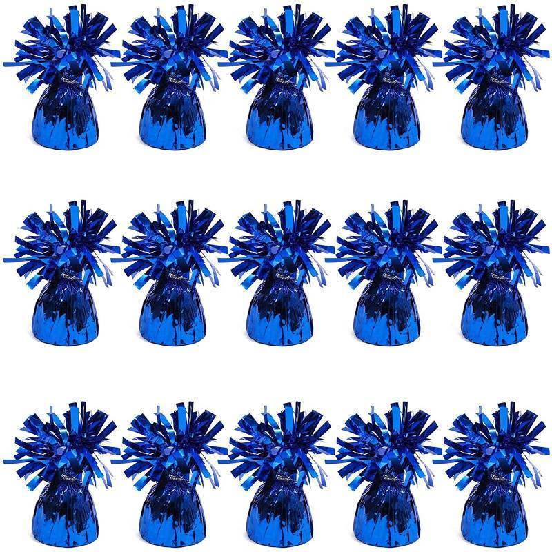 lot 1261 image: Pack of 15 Blue Balloon Weights for Table Centerpieces, Birthday Party Decorations (6 oz, 4.5 In) Retail $23.11
