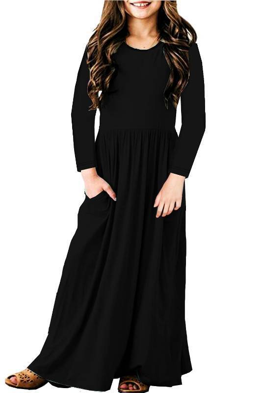 lot 1311 image: Girls Long Sleeve Dress Loose Fit Fall Winter Cotton Cute Floor Length Maxi Dresses 11-12 Years Retail $18.31