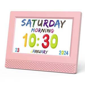 lot 1015 image: Kids Digital Alarm Clock Colorful, 7 Large LED Time Display Childrens Sleep Trainer, Eye-Caring Digital Clock for Girls Boys Bedrooms Bedside, 17 Alarm Clock Settings Easy to Use Kids Birthday Gift Retail $53.74