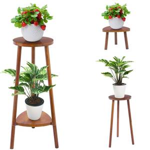 lot 1027 image: Eocogup Plant Stand Indoor Tall,2 Tier Convertible Wooden Flower Stand,Planter Stand,Multi-purpose Plant Shelf Indoor for Living Room Balcony Garden Patio Office,Walnut Retail $37.49