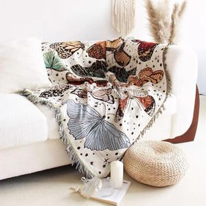 lot 1028 image: Hopstar Butterfly Throw Blanket Outdoor Blankets and Throws Boho Western Decor Cotton Woven Couch Cover Blanket for Sofa Living Room Beach Travel 51x63 (Colorful Butterfly) Retail $44.99