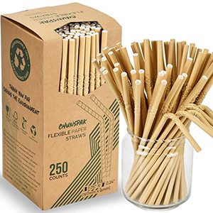 lot 1039 image: Brown Kraft Bendy Paper Straws, 7.75 x 0.24, 250 Ct. - Eco Friendly Disposable Drinking Straws Retail $15.49