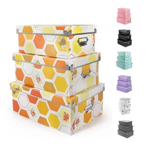 lot 1051 image: XUCHUN Plastic Decorative Storage Plastic Box with Lids for Closet,Foldable Storage Bins, 3 PackSet Retail $18.75
