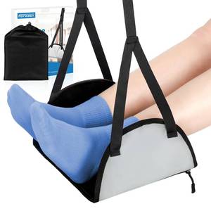 lot 1056 image: Forzacx Airplane Footrest (Latex Cushion), Adjustable Detachable Multifunctional Foot Hammock, Portable Airplane Desk Foot Hammock for Air Plane Flying Long Flight to Relax Your Feet and Leg(Grey) Retail $22.87