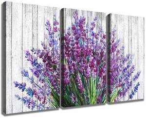 lot 1059 image: Rustic Lavender Wall Art Purple Painting for Living Room Vintage Farmhouse Purple Bathroom Wall Decor Canvas Prints Floral Posters Botanical Flower Pictures Bedroom Kitchen Home Decorations 12x16 3P Retail $34.99