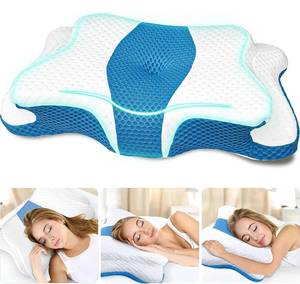 lot 1065 image: CHxxy Memory Foam Pillows, Cervical Pillow for Neck and Shoulder Pain Relief, Ergonomic Contour Bed Pillow, Soft for Side Sleep Stomach Sleeping and Back Sleeper Retail $49.99