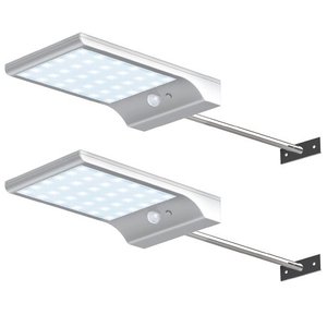 lot 1077 image: Bonashi Solar Light Outdoor,Motion Sensor Wall Lights with Mounting Poles,Waterproof Detector Light,Security Lighting for Barn Porch Garage, 2 Pack,White Retail $32.79
