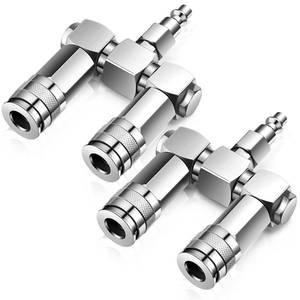 lot 1087 image: 2 Pcs Air Hose Connectors 2 Way Air Hose Splitter Fittings 14 in NPT Air Compressor Fittings High Pressure Resistance Air Manifold Swivel 360 Degrees Connectors Air Compressor Accessories Retail $24.59