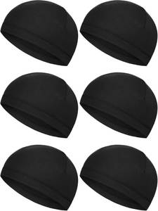 lot 1094 image: Boao 6 Pieces Skull Caps Helmet Liner Sweat Wicking Thermal Running Beanie Cycling Skull Caps for Men Women(Medium,Black) Retail $11.99