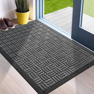 lot 1099 image: Mibao Front Door Mat, Heavy Duty Durable Welcome Mat for Outdoor Indoor, Dirt Trapper Waterproof Super Absorbent Door Mat for Entryway Outside Patio Porch, 29.5 x 17, Grey Retail $12.49