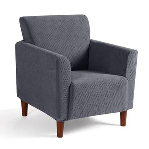 lot 1112 image: KinCam Accent Armchair Covers, Stretch Banquet Chair Covers, Arm Chair Slipcovers for Living Room Stripe Jacquard Chair Covers Furniture Protector Covers for Kids, Pets (Dark Gray) Retail $37.49