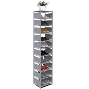 lot 1117 image: isightguard Vertical Shoe Rack, 10 Tier Grey Narrow Shoe Organizer for Closet Entryway, Tall Slim Shoe Tower for Small Spaces, Space Saving Corner Shoe Shelf Retail $27.23