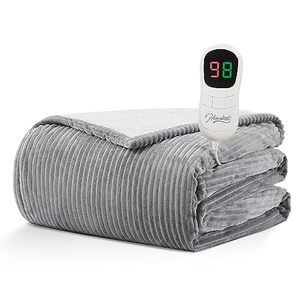 lot 1122 image: HomeMate Heated Blanket Electric Throw - 50x60 Heating Blanket Throw 4 Hours Auto-Off 5 Heat Levels Blanket Over-Heat Protection Soft Flannel Sherpa Heater ETL Certification Retail $46.24