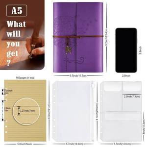 lot 1126 image: Leather Notebook Journal, Travel Journal Bulk, Refillable Vintage Journals for Writing, Diary Gifts for Women, Men, Girls, Boys, 100GSM Lined Paper, Each 160 Pages & 2 Pockets (A5, 9.2 x 6.5) Retail $10.99