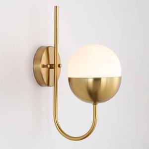 lot 1149 image: Cuaulans Brass Gold Wall Sconce,Mid Century Modern Wall Light,Globe Wall Lighting with Frosted Glass Shade,Wall Mount Light Fixture for Bathroom Kitchen Bedroom Hallway Living Room Retail $49.99