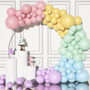 lot 1172 image: Pastel Balloon Garland Arch Kit with 122pcs Latex Balloons in 5101218 different sizes, Macaron perfect for Birthday Party, Graduation,rainbow Decoration (pastel balloons) Retail $12.49