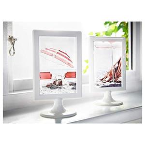 lot 1180 image: QQOUTLET Standing Frame Color Photo Frames 4 X 6 Each Frame Holds 2 Pictures Wedding, School, Party Table Number (White) Retail $9.99