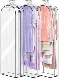lot 1181 image: MISSLO 10 Gusseted All Clear Garment Bags for Hanging Clothes 60 Dress Bags for Gowns Long Fur Coat Closet Storage Covers, 3 Packs Retail $32.99