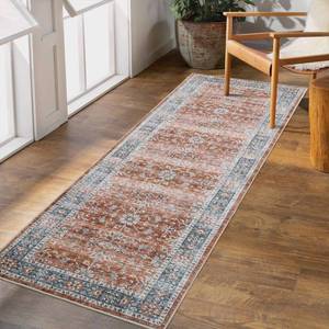 lot 1183 image: Haperlare Runner Rug for Hallways Kitchen, 2x6 Washable Runner Rugs with Rubber Backing Non Slip Floral Carpet for Hallways Kitchen Laundry Bedroom Bathroom, BlueOrange Retail $29.99