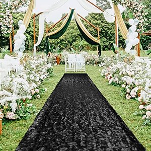 lot 1198 image: Hahuho Black Carpet Runner for Party 4ft x 15ft Glitter Aisle Runner for Wedding Ceremony, Birthday, Banquet Decorations��4ft x 15ft, Black�� Retail $36.45