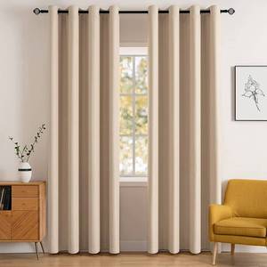 lot 1204 image: MIULEE Room Darkening Curtains Thermal Insulated Black Out Drapes Solid Window Treatment Long Grommet Light Blocking Blackout Curtain for Living Room Bedroom 2 Panels Set 52 x 84 inch Length Beige Retail $28.69