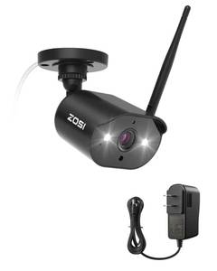 lot 1206 image: ZOSI ZG3023A Plug-in Add-on Auto Match IP Camera with Power Cable, 3MP 2K Wired WiFi Camera Outdoor with Color Night Vision, Spotlight, 2-Way Talk, PIR, Siren Alarm. (Only Work NVR ZR08JPZR08RP) Retail $62.49
