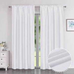 lot 1215 image: Chyhomenyc Uptown Faux Silk White Curtains 84 Inch Length 2 Panels for Bedroom, Light Filtering Soft Shiny Fabric Rod Pocket Window Drapes for Living Room, Each 40x84 Inches, 7 FT Retail $18.74