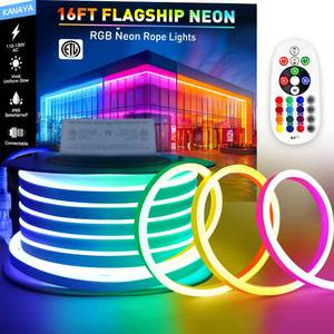 lot 1229 image: KANAYA 16ft RGB Led Neon Rope Lights ETL Listed, 110-120V Waterproof Color Changing Lighting Strip Remote Control, for Residential Commercial Outdoor Indoor Decor Retail $59.99