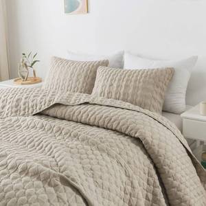 lot 1231 image: WDCOZY Beige Quit Twin Size Bedding Sets with Pillow Sham, Lightweight Bedspread Coverlet, Quilted Blanket Thin Comforter Bed Cover, All Season Summer Spring, Tan Cream, 2 Pieces, 68x90 inches Retail $39.99