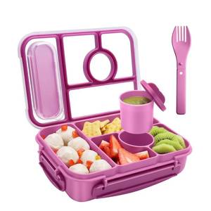 lot 1243 image: Amathley Bento box adult lunch box,lunch box kids,lunch containers for AdultsKidsToddler,5 Compartments bento Lunch box for kids with Sauce Vontainers,Microwave & Dishwasher & Freezer Safe (Purple) Retail $15.99