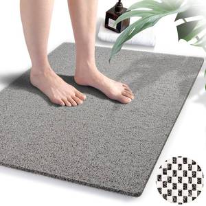 lot 1244 image: Shower Mats Non Slip Without Suction Cups, 23.6�34.6 Inch, Bath Mat for Textured Tub Surface, Loofah Mats for Shower and Bathroom, Quick Drying, Grey Retail $31.09