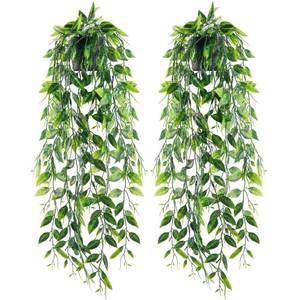 lot 1263 image: Der Rose 2 Pack Fake Hanging Plants Small Artificial Plants Faux Plants Indoor for Aesthetic Living Room Office Shelf Decor Retail $12.99