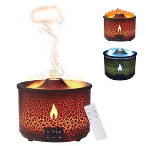 lot 1284 image: Volcano Humidifier Quiet Flame Diffuser 300ml Spray Humidifier with 2 Modes Fire Mist Waterless Auto Shut Off Aromatherapy Diffuser with Remote Control for Bedroom Home, Office(Red & Blue) Retail $26.93