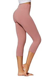 lot 1305 image: Dusty Pink Premium Ultra Soft High Waisted Capri Leggings for Women - 3 Wide Band - Workout Leggings for Women Tummy Control - One Size Plus - SOL01P-3-Capri-Mauve Retail $18.20