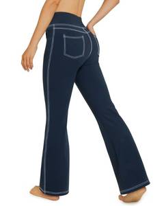 lot 2241 image: G4Free Jeggings for Women Flare Yoga Pants High Waisted Bootcut Yoga Leggings Workout Bootleg 4 Way Stretch (Navy,M,31in)