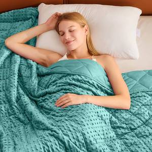 lot 5141 image: Weighted Blanket for Adults (12lbs, 48inx72in Twin Size) - Breathable Minky Heavy Blanket for 110-130lbs with Premium Glass Beads - Soft Thick Blanket for All-Season Sleeping Comforter - Teal