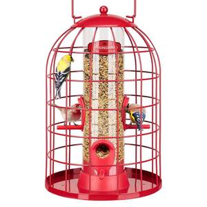 lot 5152 image: Kingsyard Squirrel Proof Bird Feeder for Outdoor Hanging - Rain Proof Wild Bird Feeder with Grackle Proof Metal mesh, Detachable Tube Feeder for Easy Clean. Red