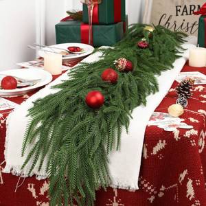 lot 5160 image: Alupssuc 9ft Artificial Christmas Garland, Real Touch Norfolk Pine Garland- Winter Pine Garland, Greenery Christmas Garland for Mantle, Table, Fireplace, Indoor, Outdoor Christmas Decorations