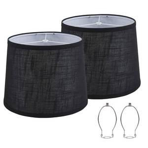 lot 5167 image: Black Bedside Lamp Shades Set of 2 Replacement, Fabric Lampshades for Table Lamps Floor Lamps, Medium Lampshades 13in Top x 11in Bottom x 10in High, Drum Lampshades, Lamp Shade Harp Holder Included