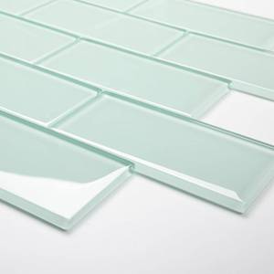 lot 5169 image: Adedeo Glass Subway Tile 3 x 6 Inch Pale Green for Kitchen Backsplash Bathroom Wall Pack of 32 Sheets