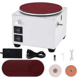 lot 5176 image: 6 Inch Benchtop Disc Sander and 3 Inch Bench Grinder Machine for Wood, Crafts, Scissors Sanding, 6-inch Disc, 3-inch Sanding Wheel, Stepless Speed Control, Dual Motor Control - Retail $113.97