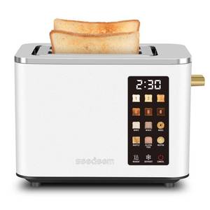 lot 5178 image: SEEDEEM Toaster 2 Slice, Touch Control Screen, Smart Stainless Toaster, 6 Shade Setting, 6 Bread Selection, Countdown, Removable Crumb Tray, 900W, Pearl White