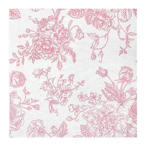 lot 6003 image: A100 Floral Cocktail Napkins Pink and White Toile Paper Napkins Vintage Pink Flower Bouquet Disposable Hand Towels for Bridal Baby Shower Christmas Tea Party Supplies Table Decor